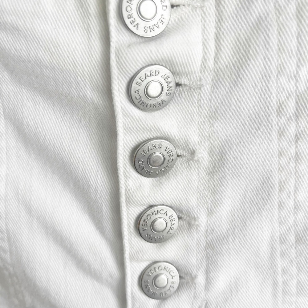 Veronica Beard Crosbie White Wide Leg Crop Jeans High Rise Button Fly 25 - Picture 6 of 8